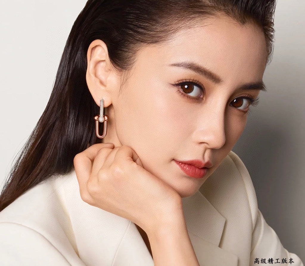 18K Tiffany HardWear Large Link Diamonds Earrings