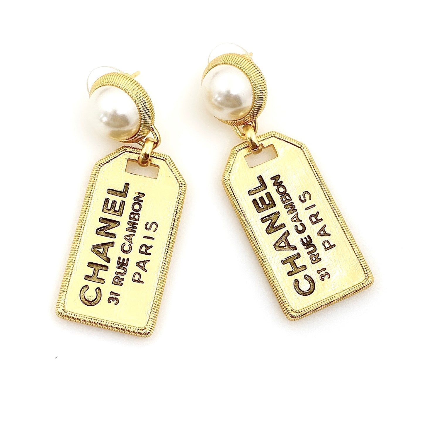 18K  Chanel Paris Pearl Earrings