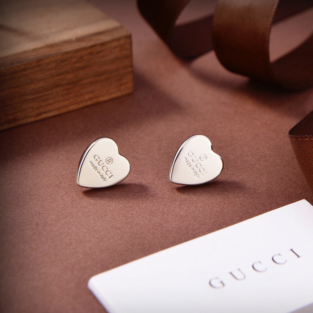 18K Double Gucci Heart Earrings