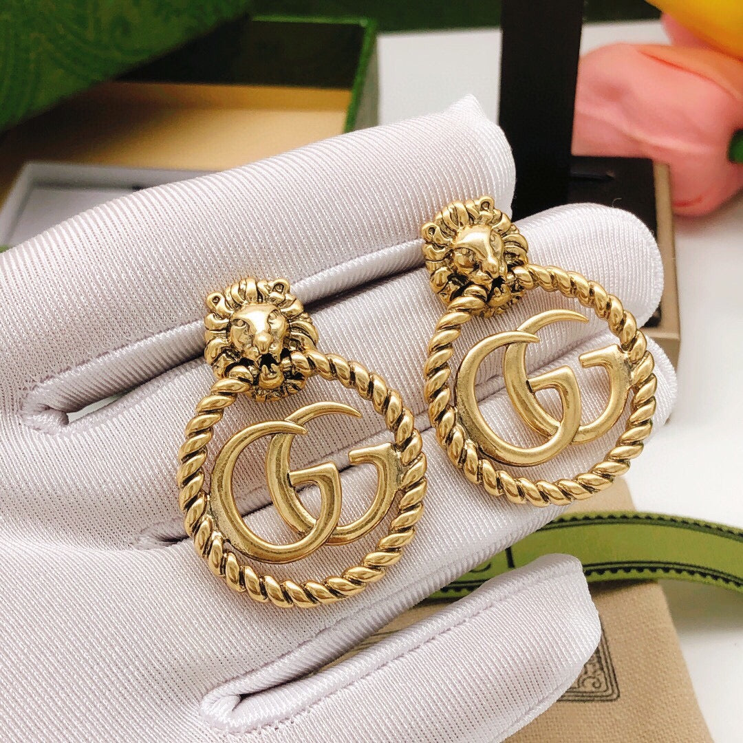 18K Double Gucci Pendant Earrings