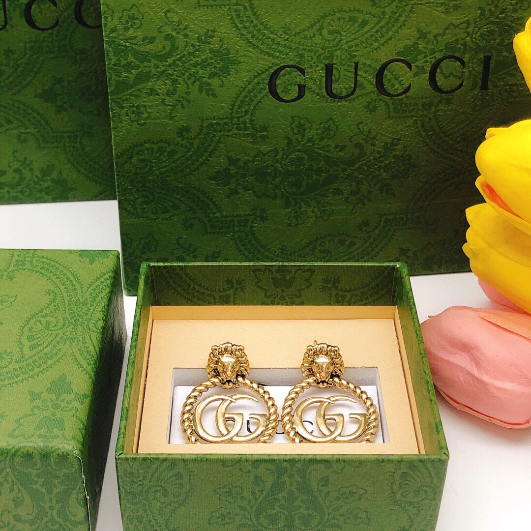 18K Double Gucci Pendant Earrings