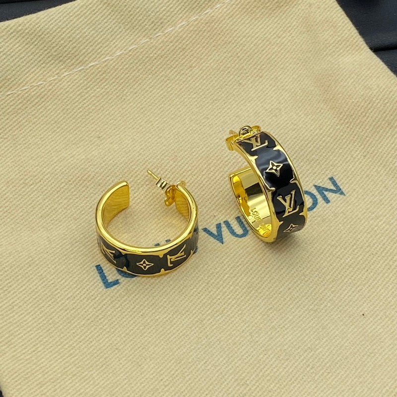 18K Louis Vuitton Nanogram Enamel Earrings