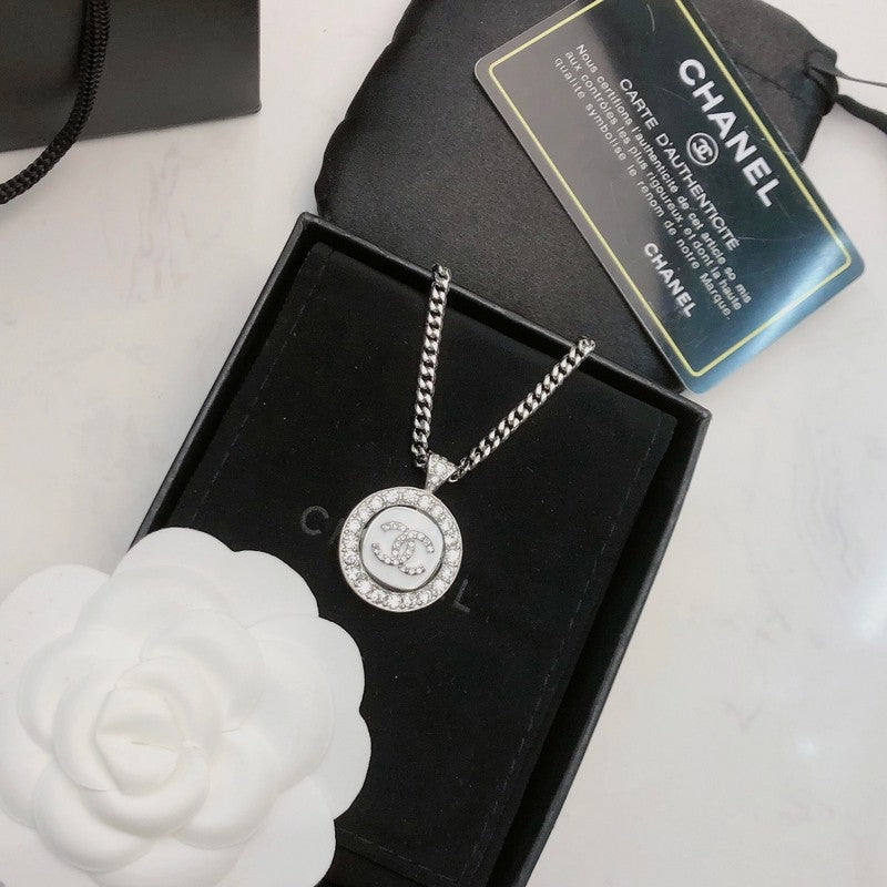 18K  Chanel Black & White Diamond Gold Necklace